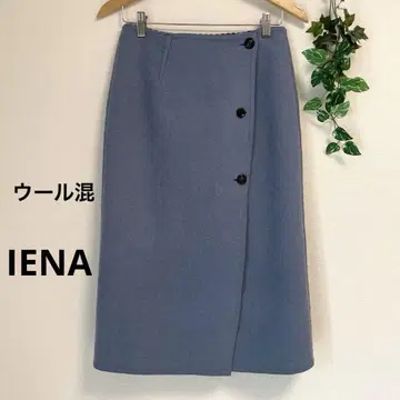 IENA* 블루 계열 울 혼방 체크 리버서블 타이트 스커트 이에나