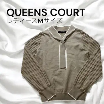 QUEENS COURT 보타이 니트탑 파이핑 펄 장식