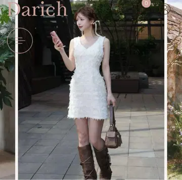 Darich 트위드 프린지 미니 원피스