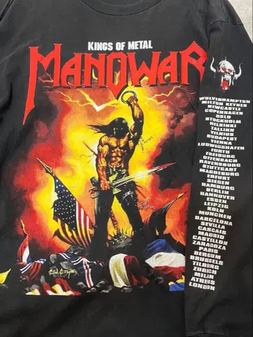 MANOWAR 밴드 티셔츠 메탈 1994년 긴팔 티셔츠