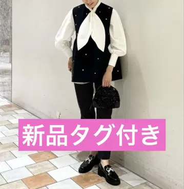 UNITED ARROWS 자수 비즈 니트 베스트