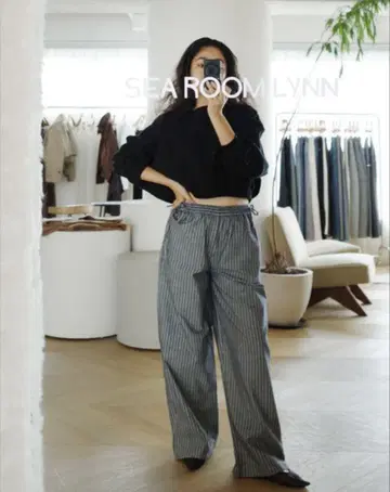 SeaRoomlynn ECO FABRIC 스트라이프 개더 팬츠