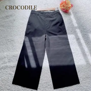 크로커다일 [ M ] 블랙 와이드 팬츠 캐주얼 심플 무지 코디하기 쉬운