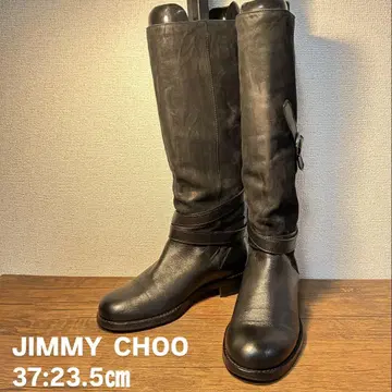 [ 레어 ] JIMMY CHOO 블랙 가죽 롱 부츠 23.5cm