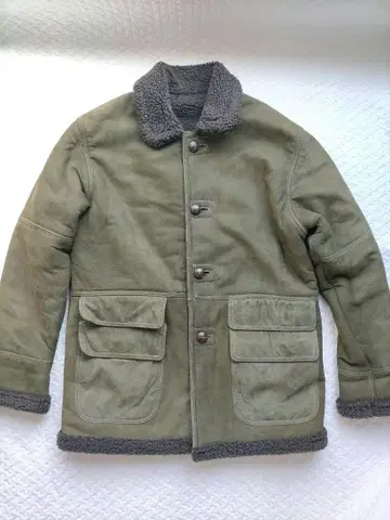 MERTON OXFORD 무스탕 코트 보아 L 소가죽 천연 가죽 카키