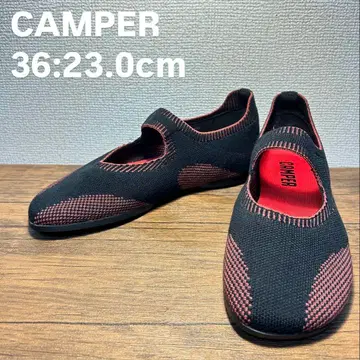[새상품급] CAMPER 라이트 니나 (36) 플랫 펌프스 블랙/빨간색
