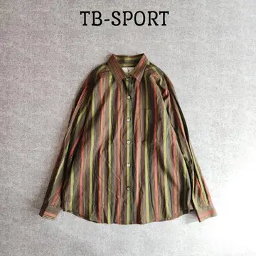 TB-SPORTS 도쿄 블라우스 긴팔 셔츠 스트라이프 브라운 코튼