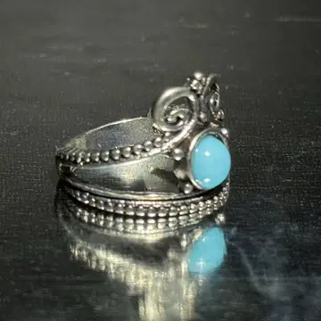 빈티지 터콰이즈풍 티아라 반지 실버 16호 개성적