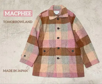 투모로우랜드 MACPHEE 울 코트 체크 무늬 핑크 일본제