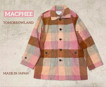 투모로우랜드 MACPHEE 울 코트 체크 무늬 핑크 일본제