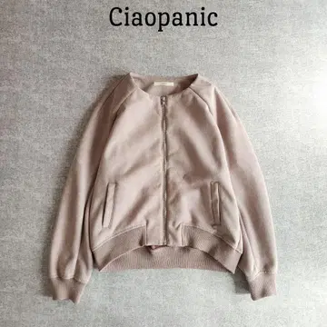 차오패닉 집업 블루종 옅은 핑크 노카라 자켓