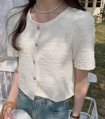 포코포코 반팔 자켓풍 블라우스 상의