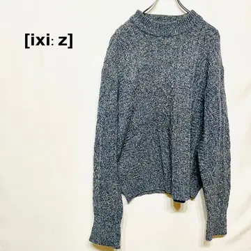 이크 니트 스웨터 LL 네이비 계열 뜨개질 레귤러 기장 긴팔