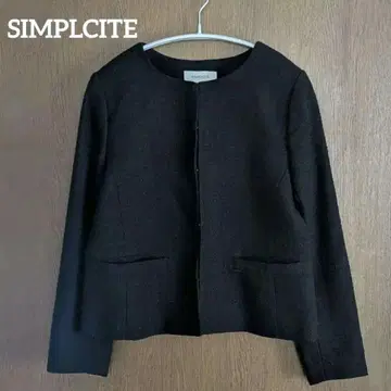SIMPLCITE 트위드 노카라 자켓 네이비