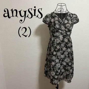 anysis/에니시스(2) 원피스/꽃무늬/블랙/옷깃 레이스/반팔