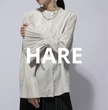 HARE 하레 2WAY 소매 플리츠 셔츠 (화이트 마블)