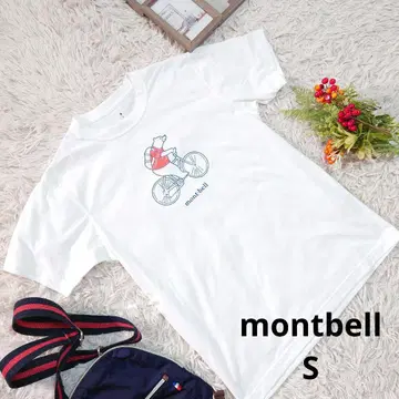 새상품급 [montbell] T셔츠 (S) 화이트/프린트T셔츠/시로쿠마
