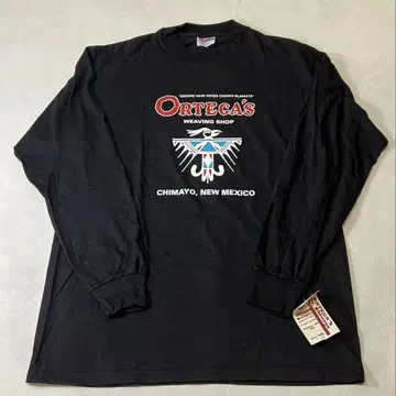 ORTEGA'S Hanes BEEFY-T USA제 소재 롱티 블랙 M