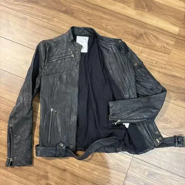 [새상품급] slow wear 가죽 천연 가죽 자켓 돈피 주름 가공