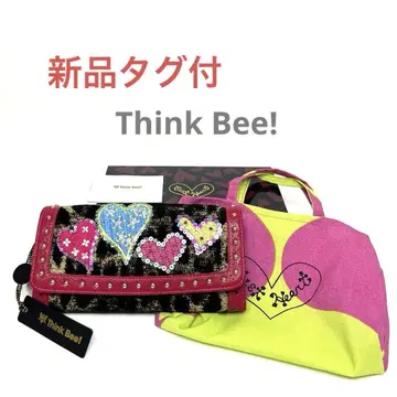 [택 포함 새상품] Think Bee! 하트 모티브 비즈 장식 장지갑