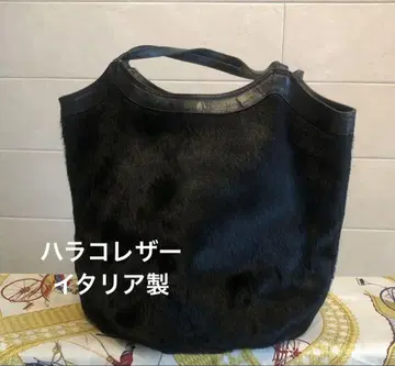 [ 레어 ] 블랙 송치 이탈리아제 가죽 토트백