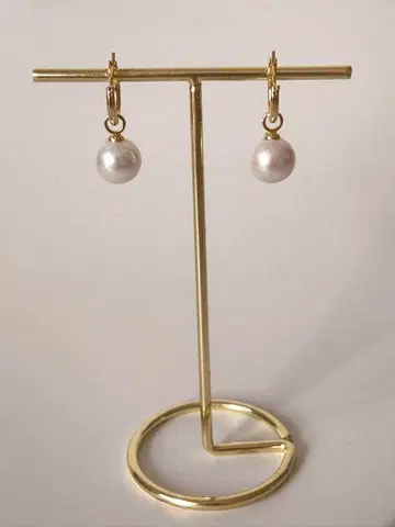담수 펄 후프 귀걸이 골드 귀여움 고급
