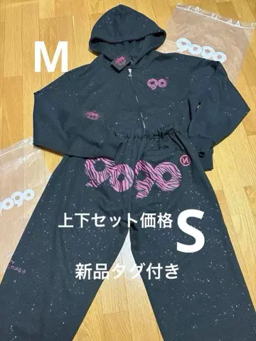새상품 9090girl 키라키라 맨투맨 셋업 블랙 상의 M 하의 S