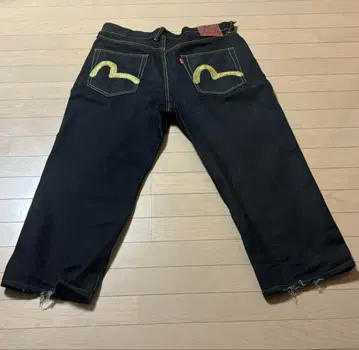 에비수 evisu 블랙 데님 팬츠 백 포켓 자수