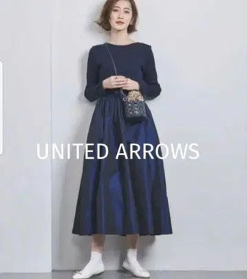 UNITED ARROWS 전후 2way 도킹 원피스 네이비 롱