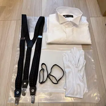 [새상품급] 신랑 턱시도 셔츠 잡화 4점 세트