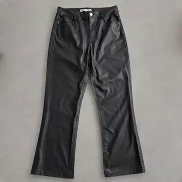 미사용 ZARA 자라 가죽 느낌 플레어 팬츠 38 블랙