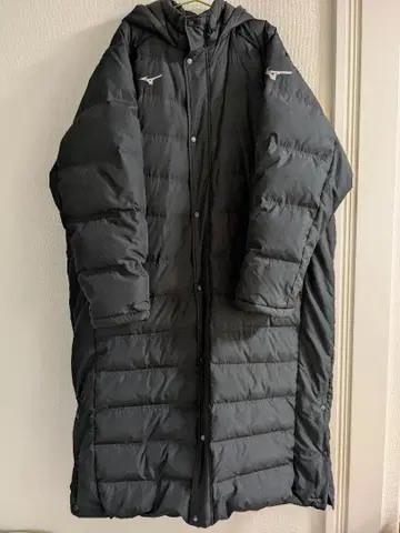 미즈노 후드 부착 롱 다운 자켓 다운 코트 벤치 코트 블랙 5L