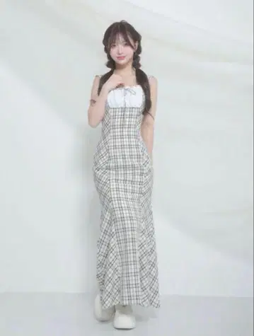 Darich 체크 머메이드 롱 원피스