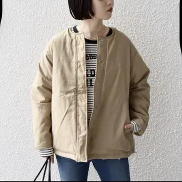 SHIPS any: 리버서블 보아 퀼팅 퍼프 블루종 손세탁 가능