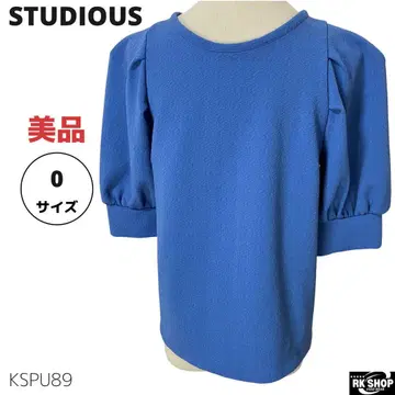새상품급 STUDIOUS 스테디오스 블라우스 퍼프 슬리브 사이즈 0 블루