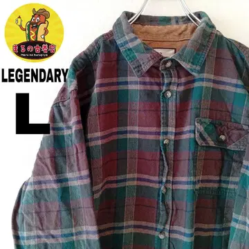 USA 구제 의류 LEGENDARY 플란넬 셔츠 L 브라운 그린 체크