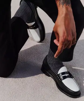 Paraboot 화이트 블랙 콤비 로퍼