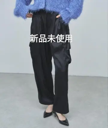 미사용 새상품 GALLARDAGALANTE 새틴 카고 팬츠 와이드 블랙