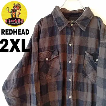 USA 구제 의류 REDHEAD 플란넬 셔츠 2XL 블랙 그레이 체크