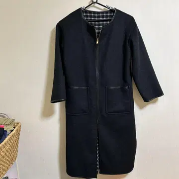 블랙 집업 롱 코트