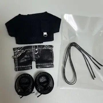 핸드메이드 10cm 인형 옷 셔츠 팬츠 신발 검정 블랙 코디