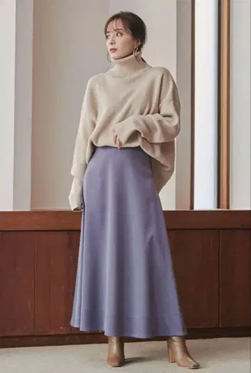 anuans 빈티지 새틴 플레어 스커트