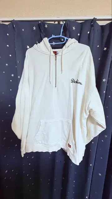Dickies 화이트 후드 부착 지퍼 후드티