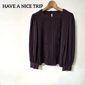 프릴 달린 퍼플 긴팔 블라우스 HAVE A NICE TRIP