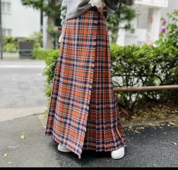 BEAMS BOY / 체크 퀼트 스커트 23FW orange 오렌지