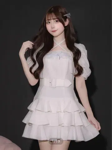 pium 티어드 프릴 미니 원피스 [ 화이트 ]