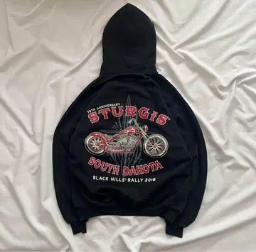 헤인즈 Hanes 후드티 STURGIS 할리 L 블랙