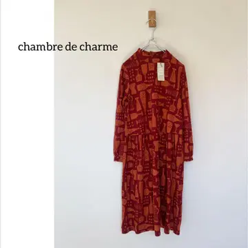 미사용 chambre de charme 올 패턴 원피스 울 프리 사이즈