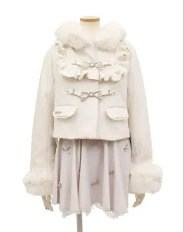 LIZLISA 리즈리사 비쥬 리본 숏 후드 코트