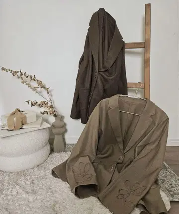 시마무라 Rafraf yuu 콜라보 자수 자켓 브라운 L 사이즈